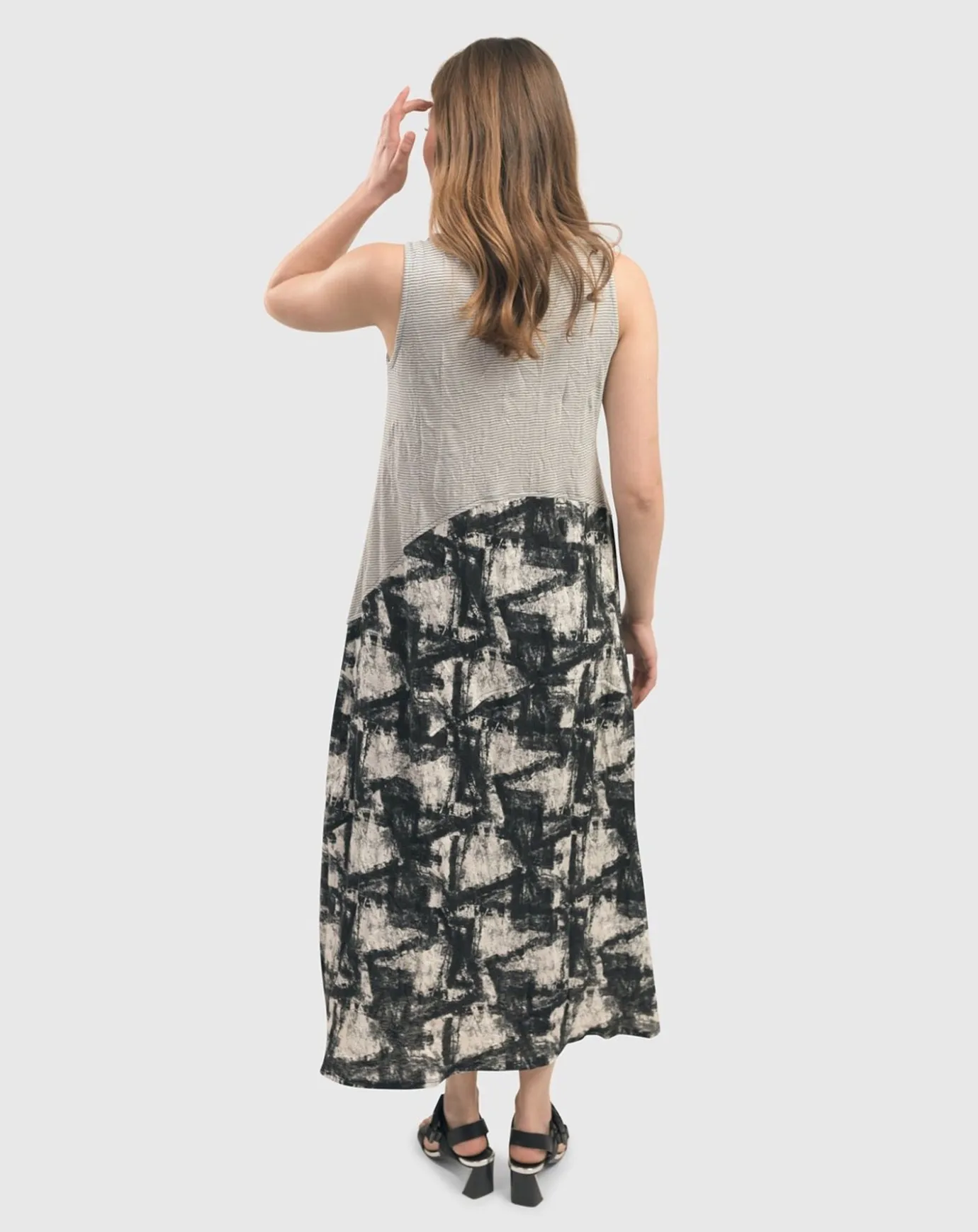 Women Alembika Plus<Marble Crinkle Tank Dress, Black