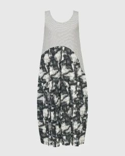 Women Alembika Dresses<Marble Crinkle Tank Dress, Black
