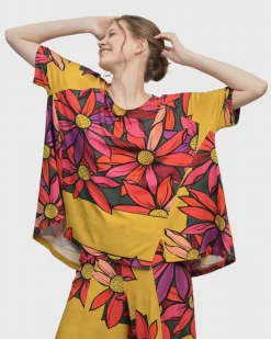 Women Alembika Plus<Marigold Trapeze Top, Bouquet