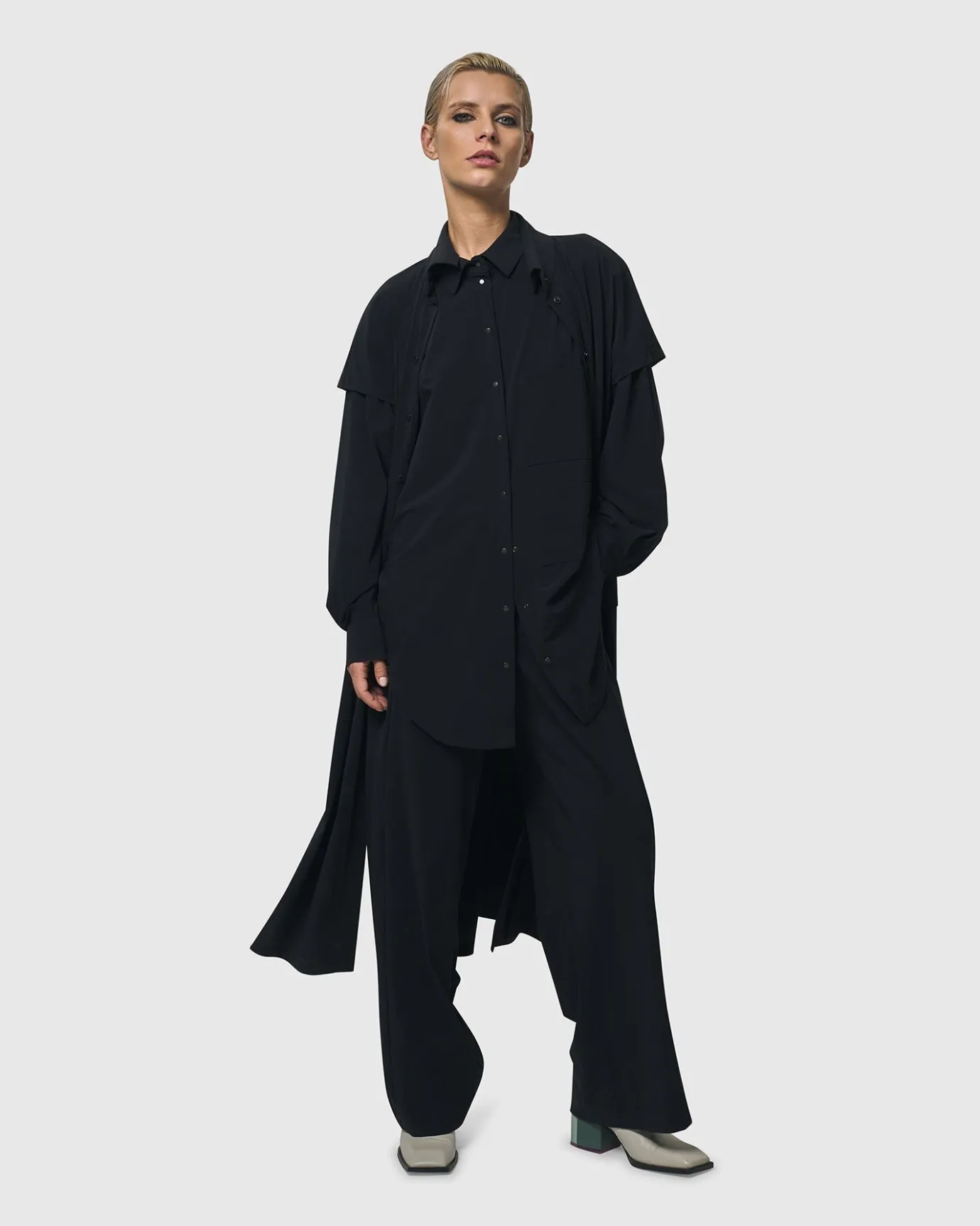 Women Alembika Plus<Matrix Short Sleeve Duster, Black