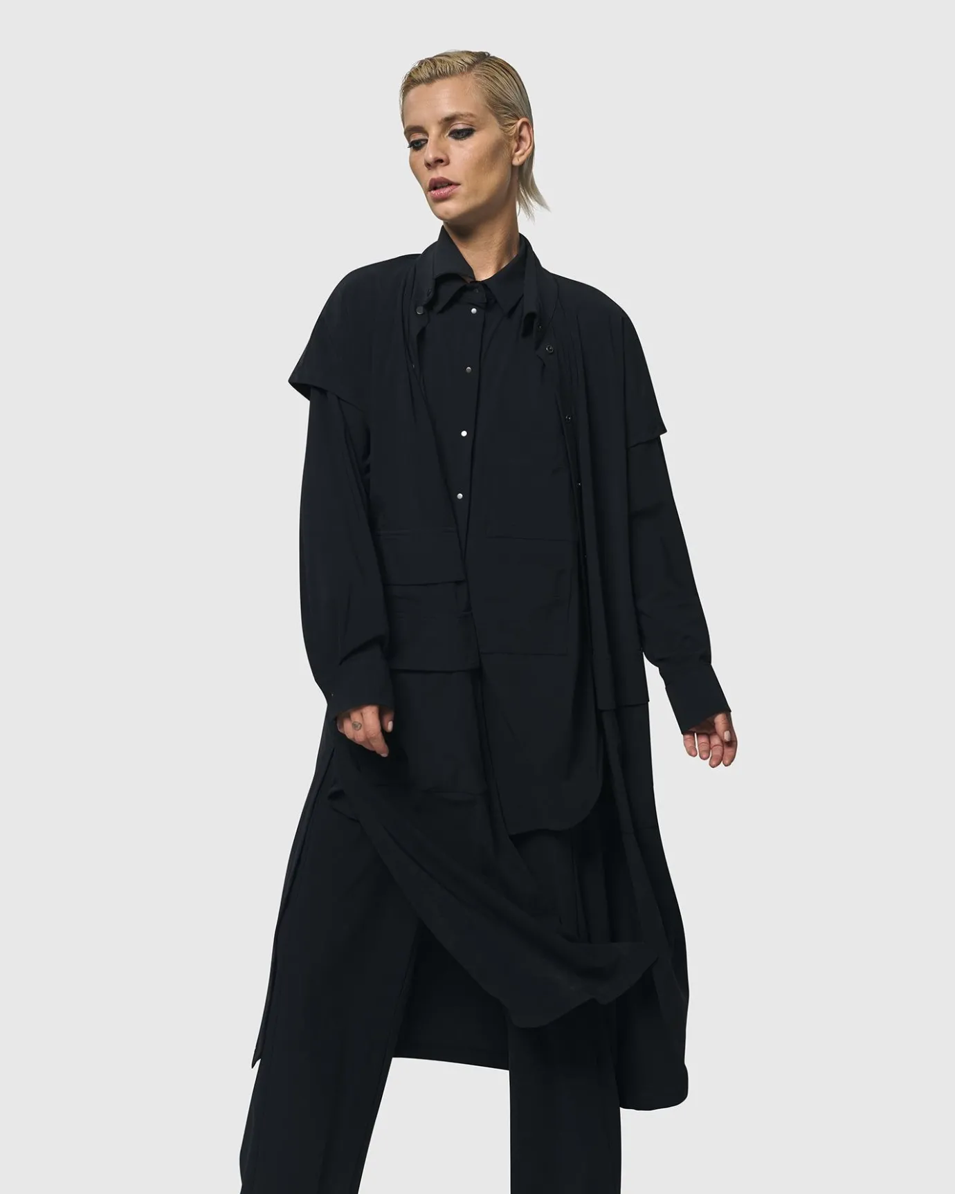 Women Alembika Plus<Matrix Short Sleeve Duster, Black