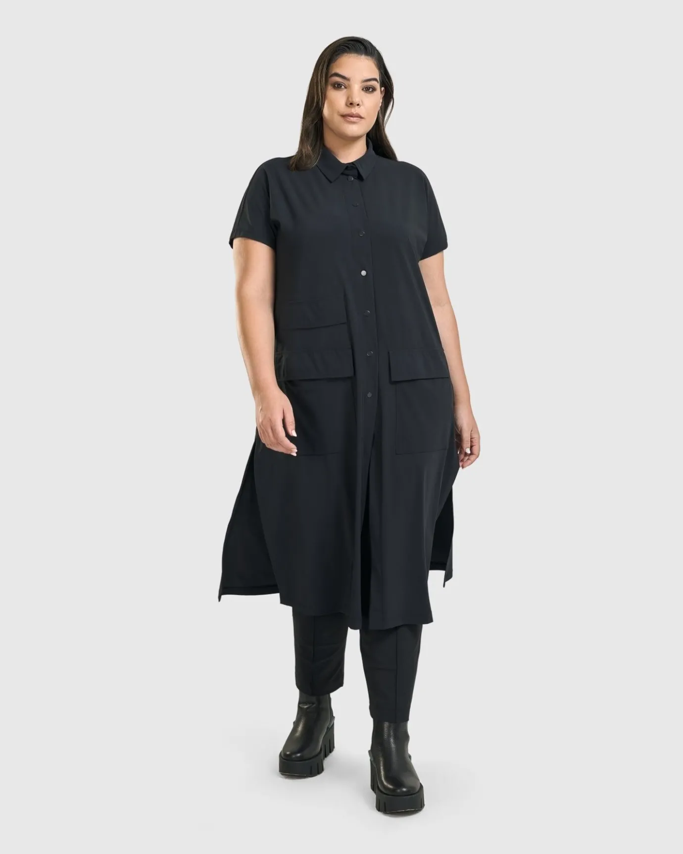 Women Alembika Jackets<Matrix Short Sleeve Duster, Black