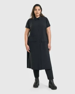 Women Alembika Jackets<Matrix Short Sleeve Duster, Black