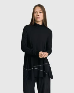 Women Alembika Plus<Mazzy Mockneck Top, Black