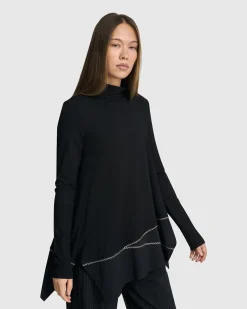 Women Alembika Plus<Mazzy Mockneck Top, Black