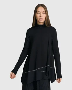 Women Alembika Plus<Mazzy Mockneck Top, Black