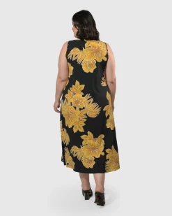Women Alembika Plus<Molokai Sleeveless Swing Maxi Dress, Gold