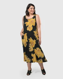 Women Alembika Plus<Molokai Sleeveless Swing Maxi Dress, Gold