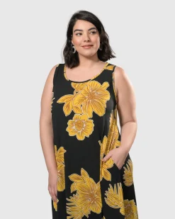 Women Alembika Plus<Molokai Sleeveless Swing Maxi Dress, Gold