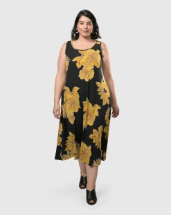 Women Alembika Plus<Molokai Sleeveless Swing Maxi Dress, Gold