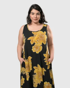 Women Alembika Plus<Molokai Sleeveless Swing Maxi Dress, Gold