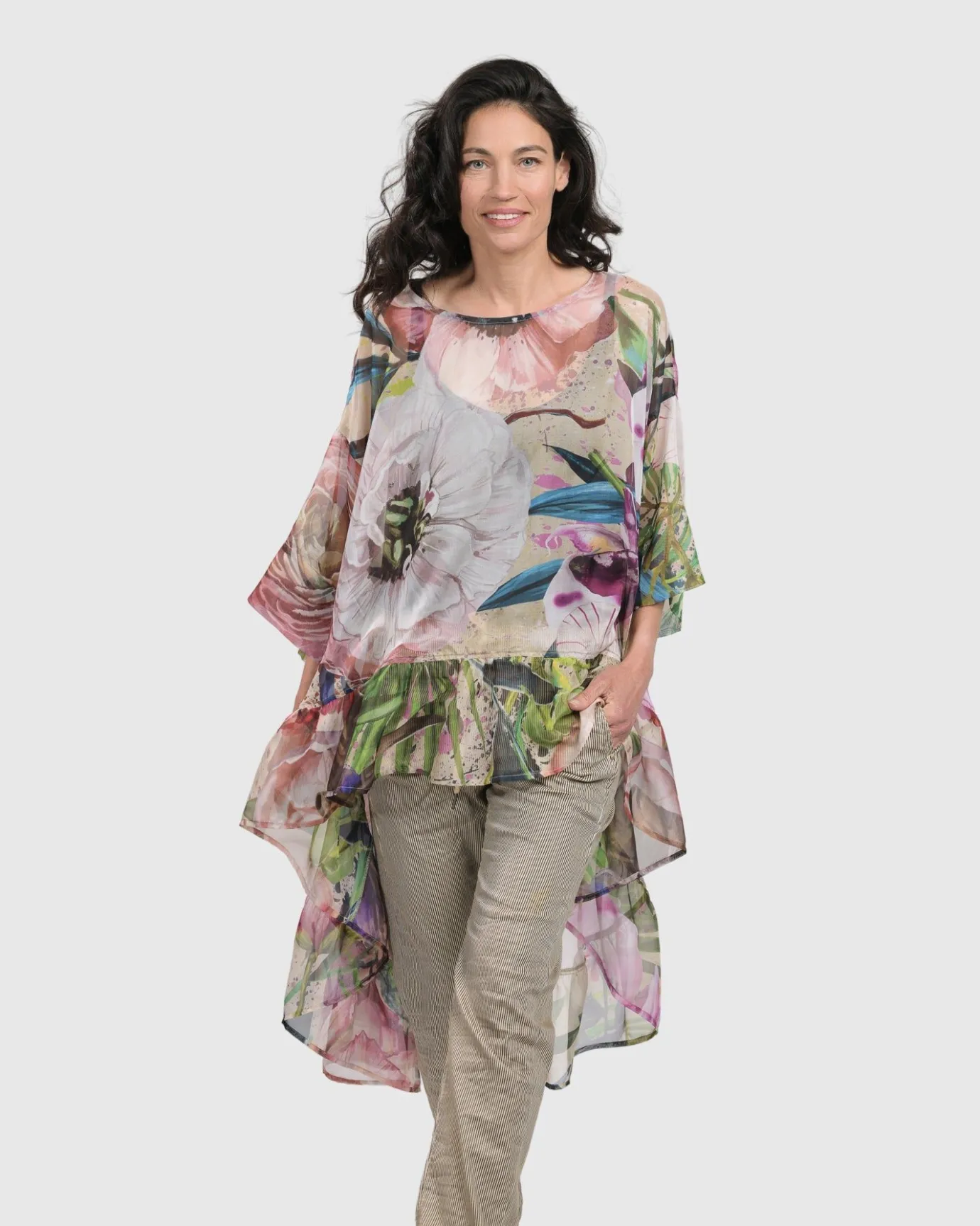 Women Alembika Plus<Moonflower Hi Lo Tunic Top, Bouquet