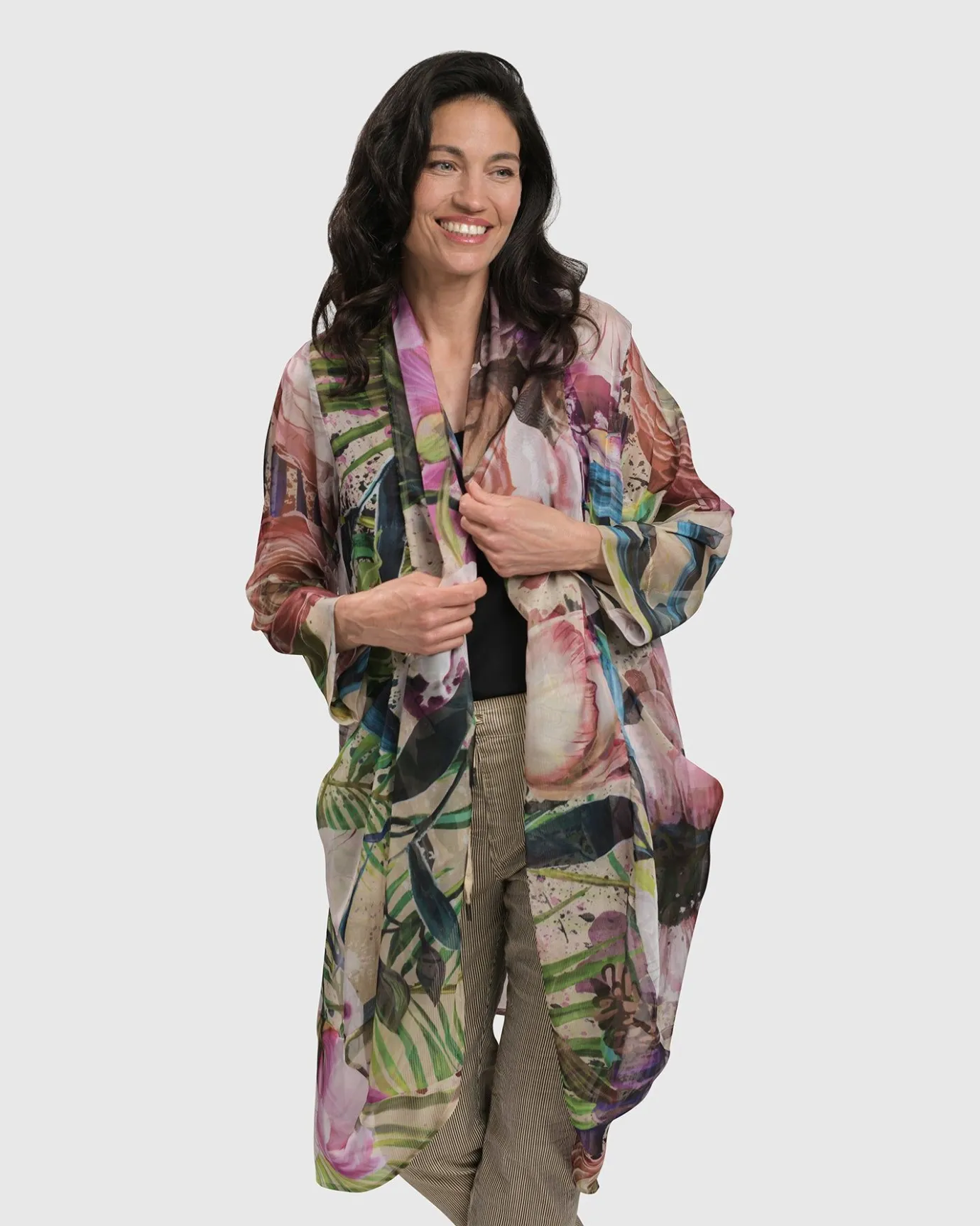 Women Alembika Plus<Moonflower Sheer Cardigan, Bouquet