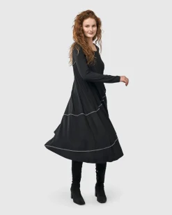 Women Alembika Dresses<Nightingale Pullover Midi Dress, Black