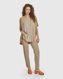 Women Alembika Tops & Tunics<Oasis Colorblock Trapeze Top, Tan