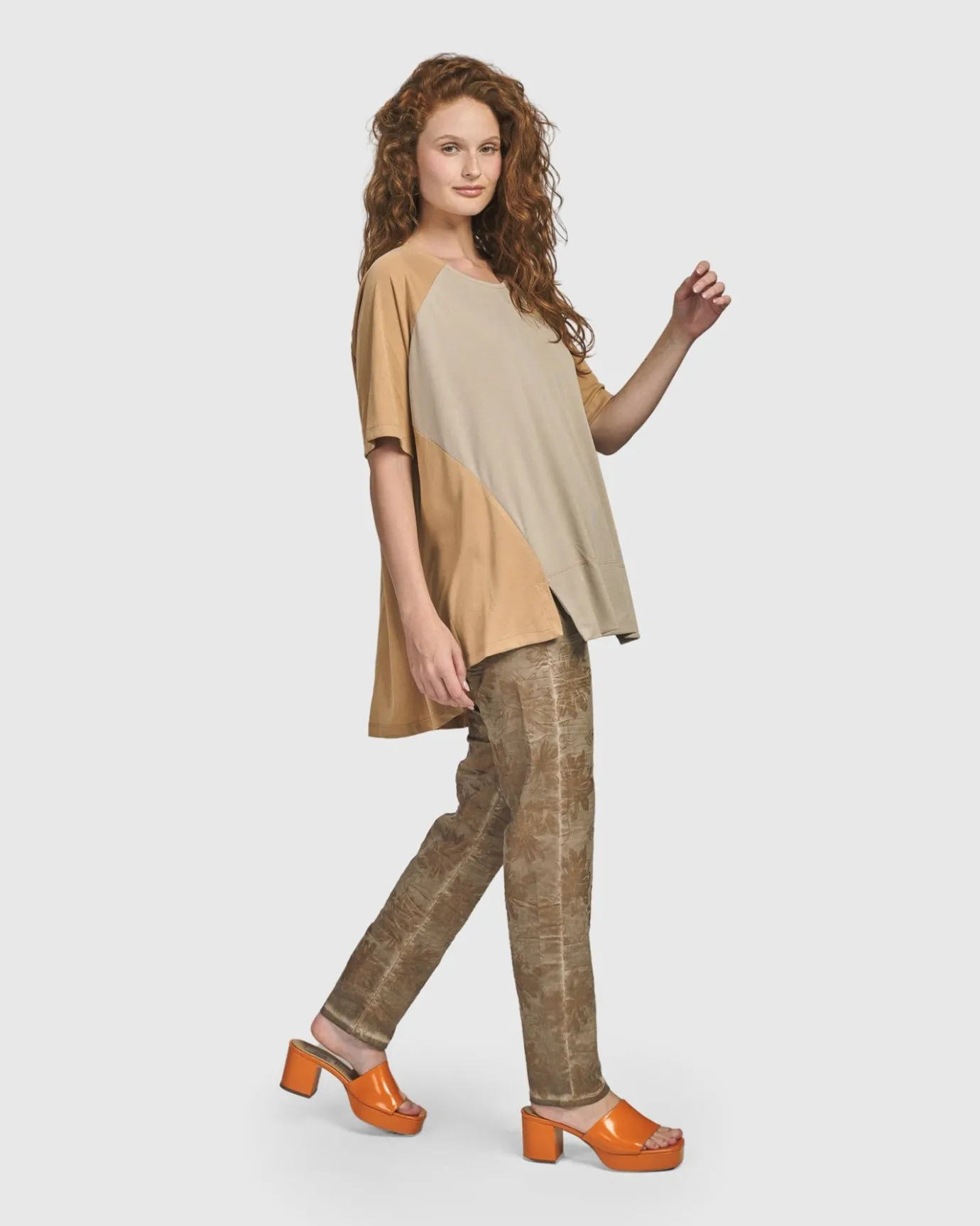 Women Alembika Tops & Tunics<Oasis Colorblock Trapeze Top, Tan