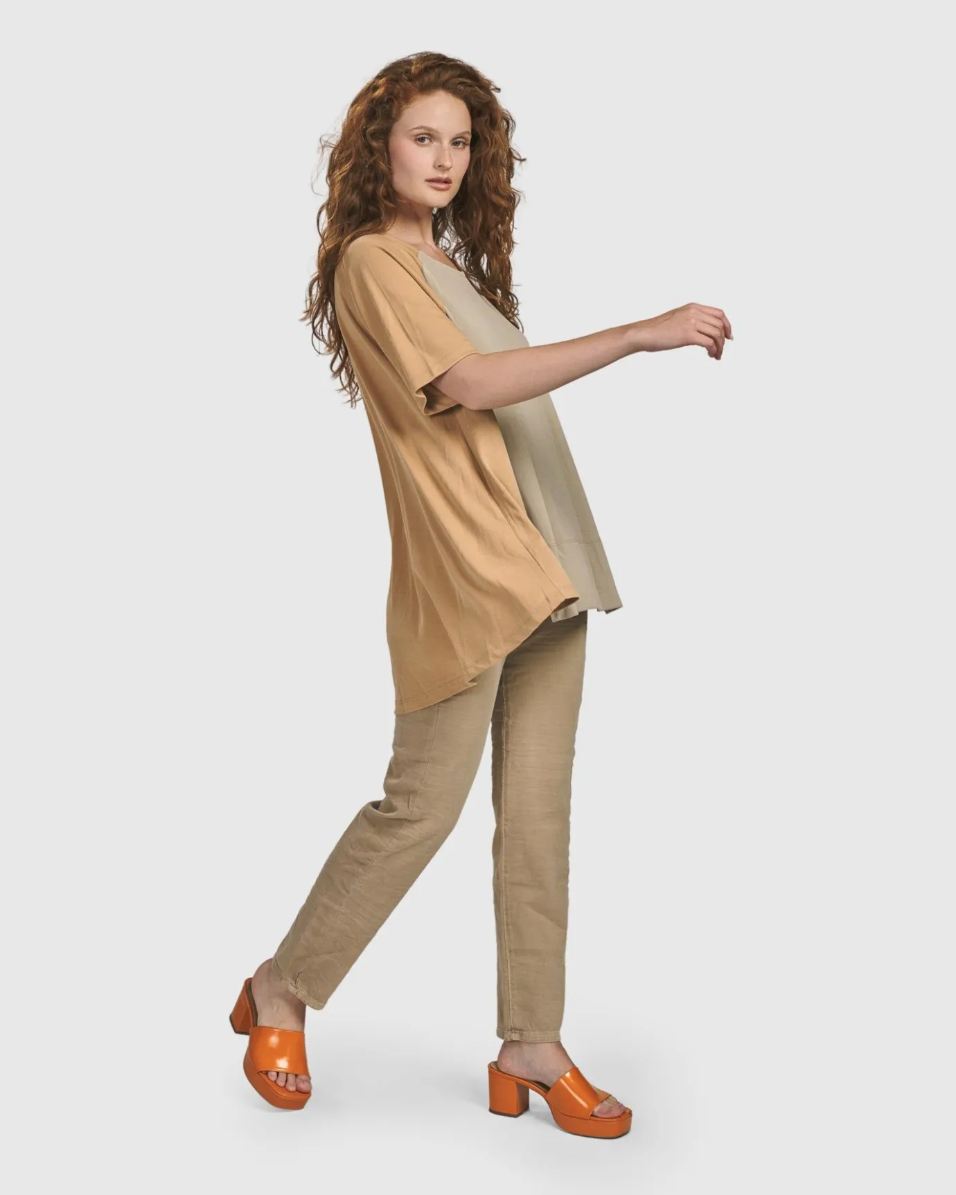 Women Alembika Tops & Tunics<Oasis Colorblock Trapeze Top, Tan