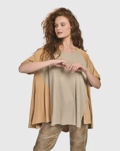 Women Alembika Plus<Oasis Colorblock Trapeze Top, Tan