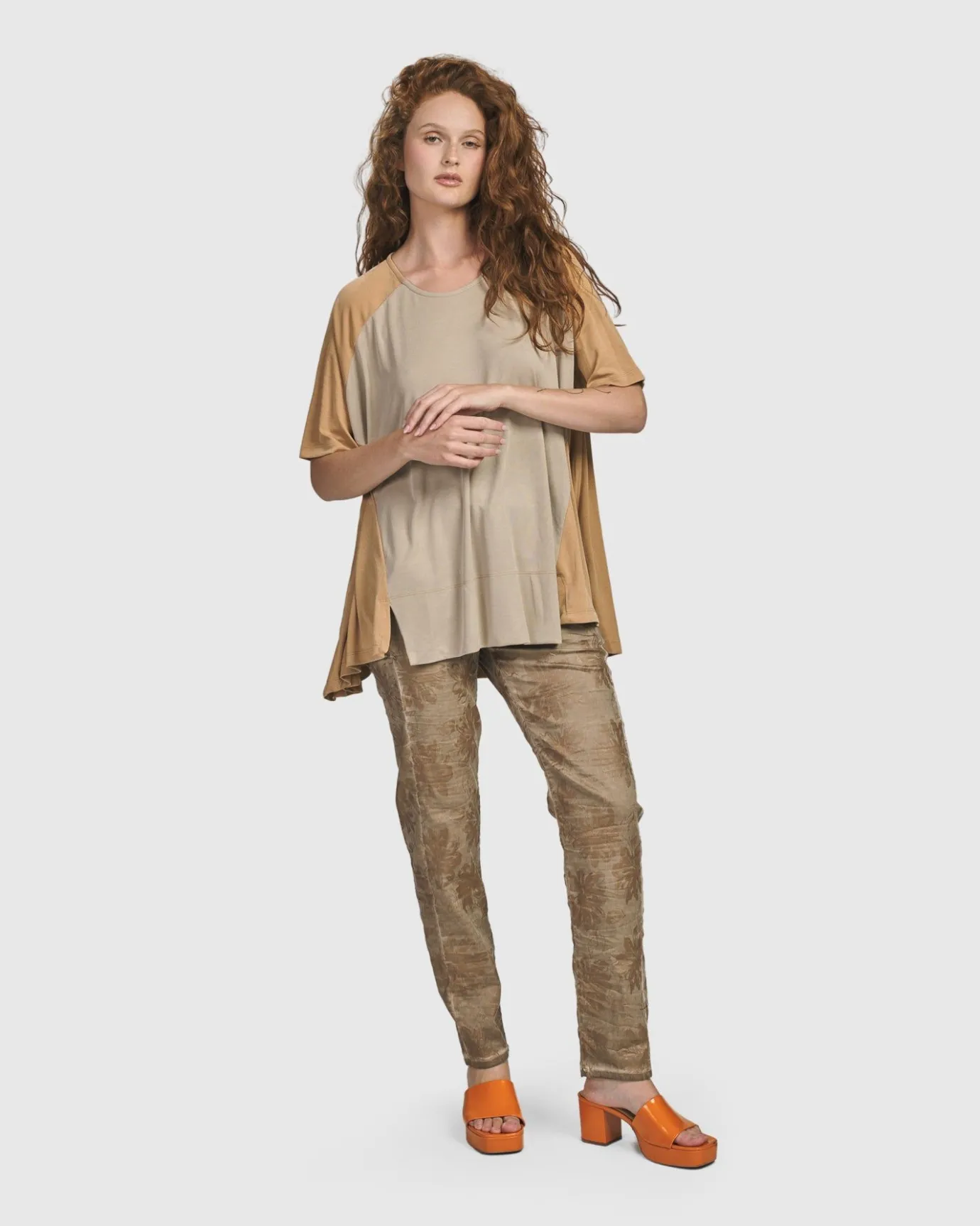 Women Alembika Plus<Oasis Colorblock Trapeze Top, Tan