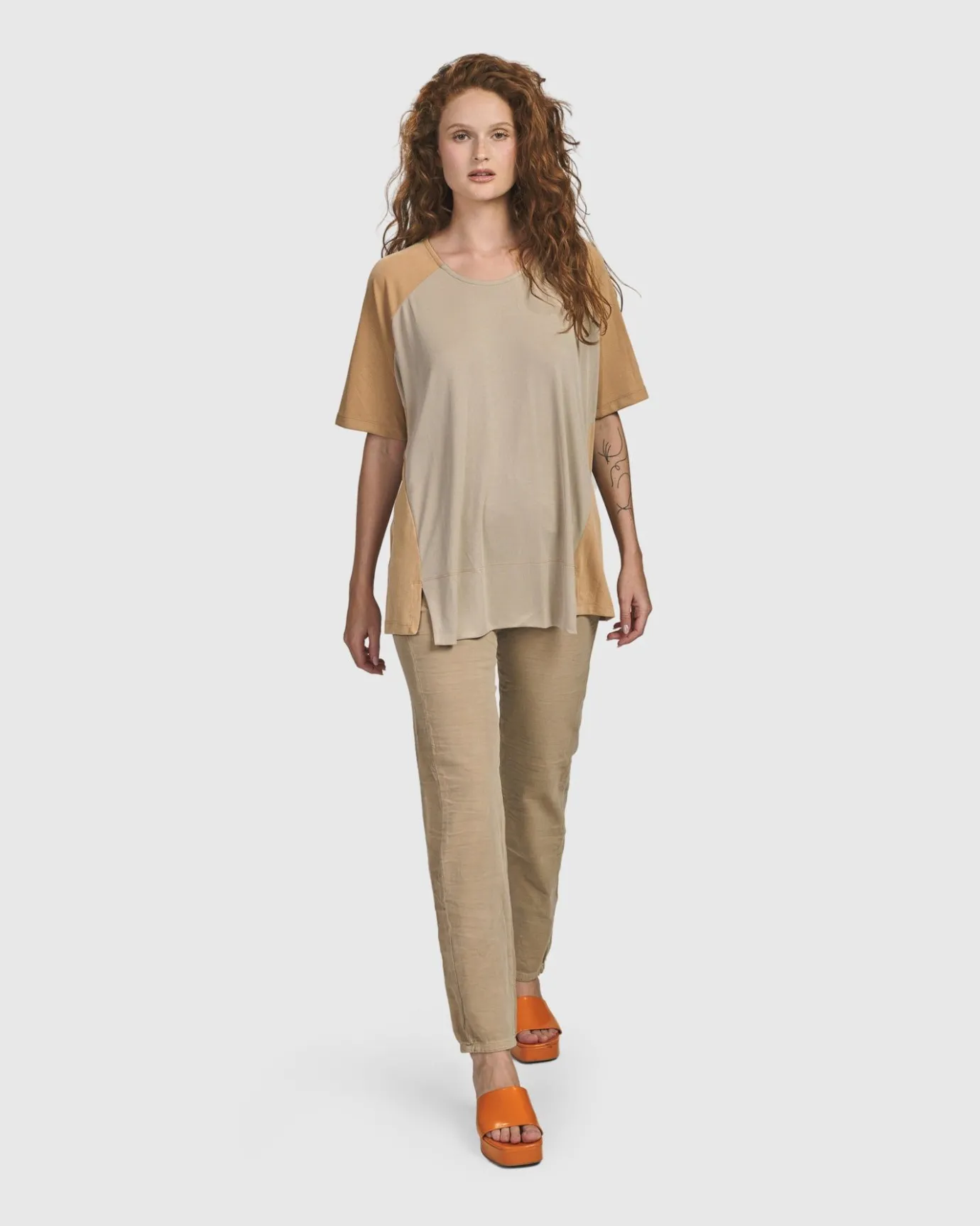 Women Alembika Plus<Oasis Colorblock Trapeze Top, Tan
