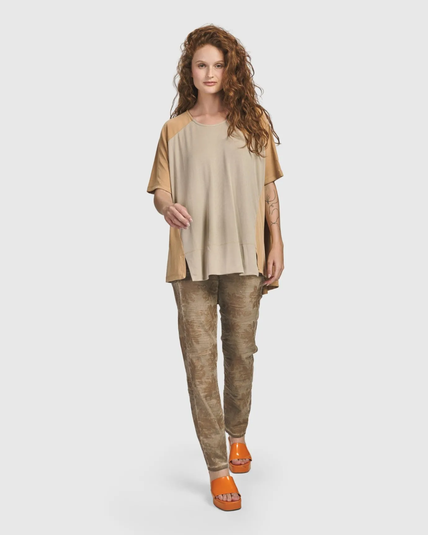 Women Alembika Plus<Oasis Colorblock Trapeze Top, Tan