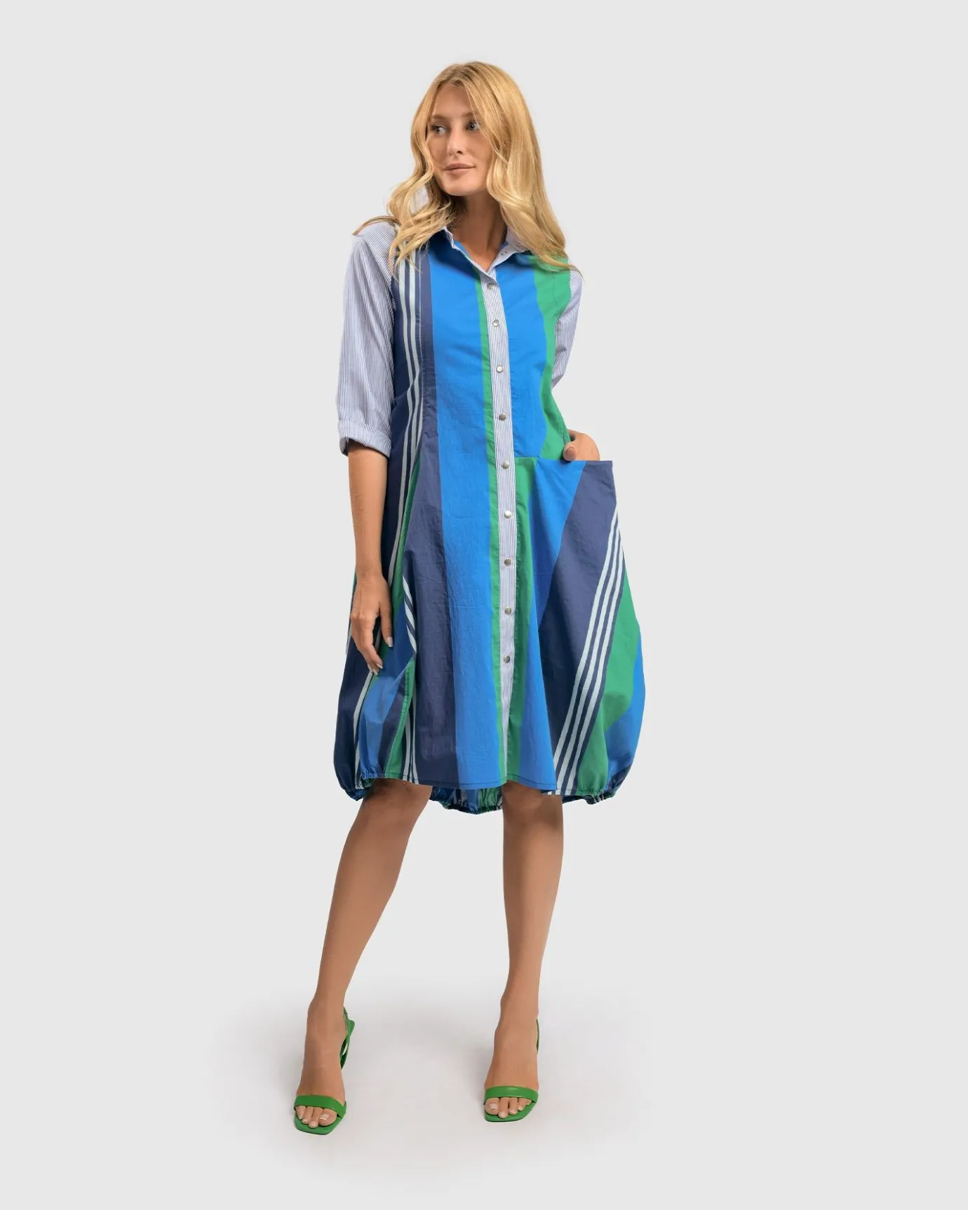 Women Alembika Plus<Ocean Stripe Wonderful Dress, Marine