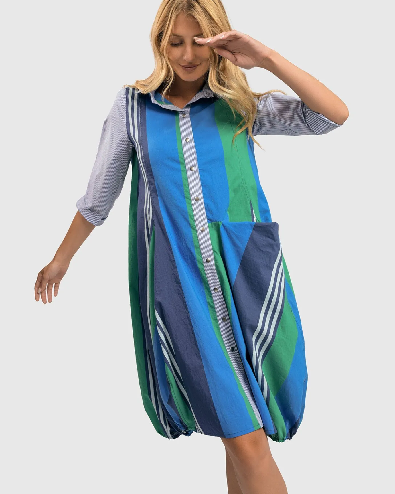 Women Alembika Plus<Ocean Stripe Wonderful Dress, Marine