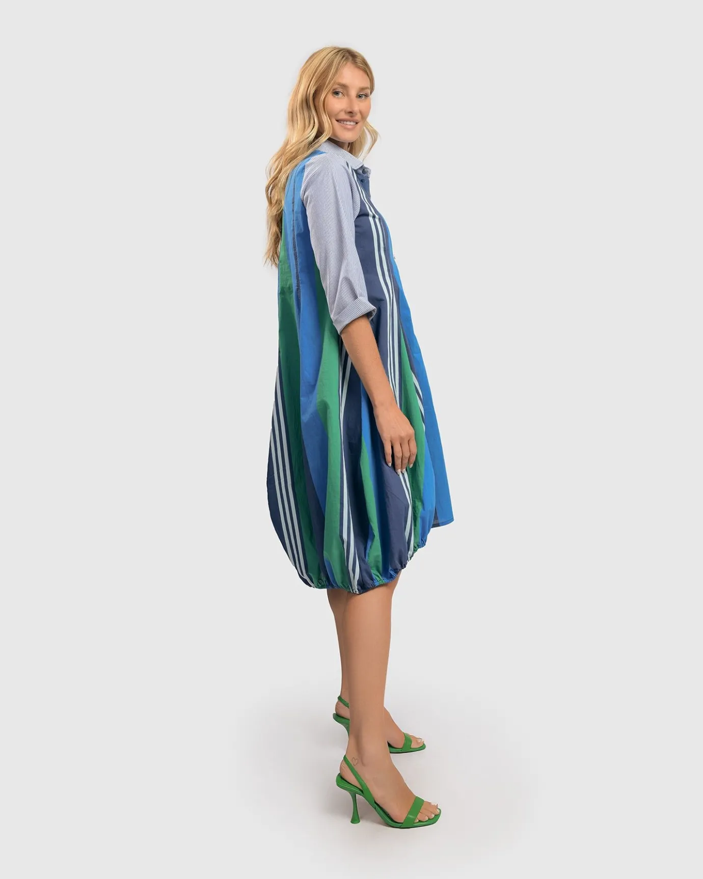 Women Alembika Plus<Ocean Stripe Wonderful Dress, Marine