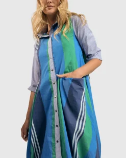 Women Alembika Plus<Ocean Stripe Wonderful Dress, Marine