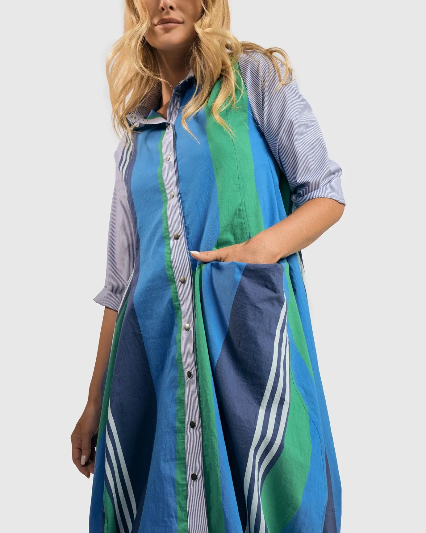 Women Alembika Plus<Ocean Stripe Wonderful Dress, Marine