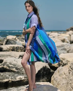Women Alembika Plus<Ocean Stripe Wonderful Dress, Marine