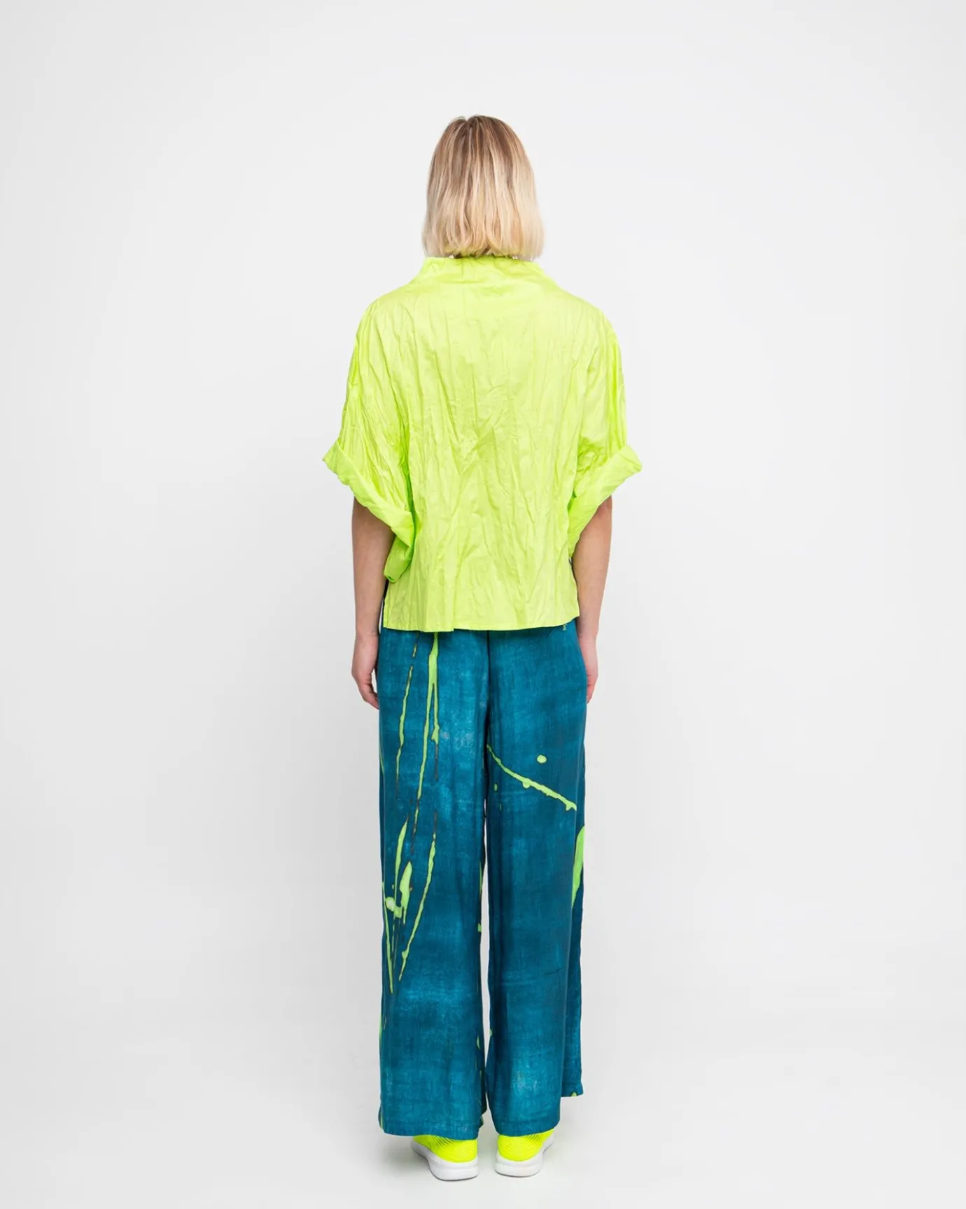 Women Alembika Tops & Tunics<Ozai N Ku Crinkle Funnel Shirt, Lime