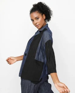 Women Alembika Jackets<Ozai N Ku Crinkle Patch Shirt Jacket, Denim