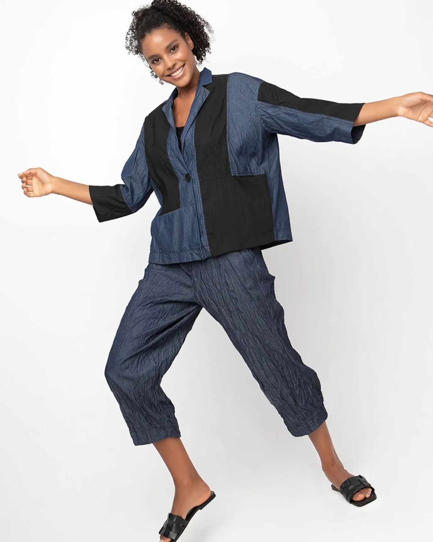 Women Alembika Jackets<Ozai N Ku Crinkle Patch Shirt Jacket, Denim