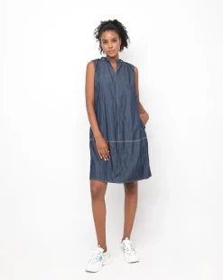 Women Alembika Dresses<Ozai N Ku Crinkle Shift Dress, Denim