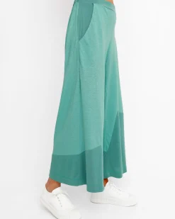 Women Alembika Pants & Skirts<Ozai N Ku Cropped Wide Leg Pants, Green