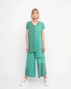 Women Alembika Pants & Skirts<Ozai N Ku Cropped Wide Leg Pants, Green