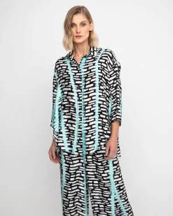 Women Alembika Tops & Tunics<Ozai N Ku Helen Button Down Shirt, Jet Blue