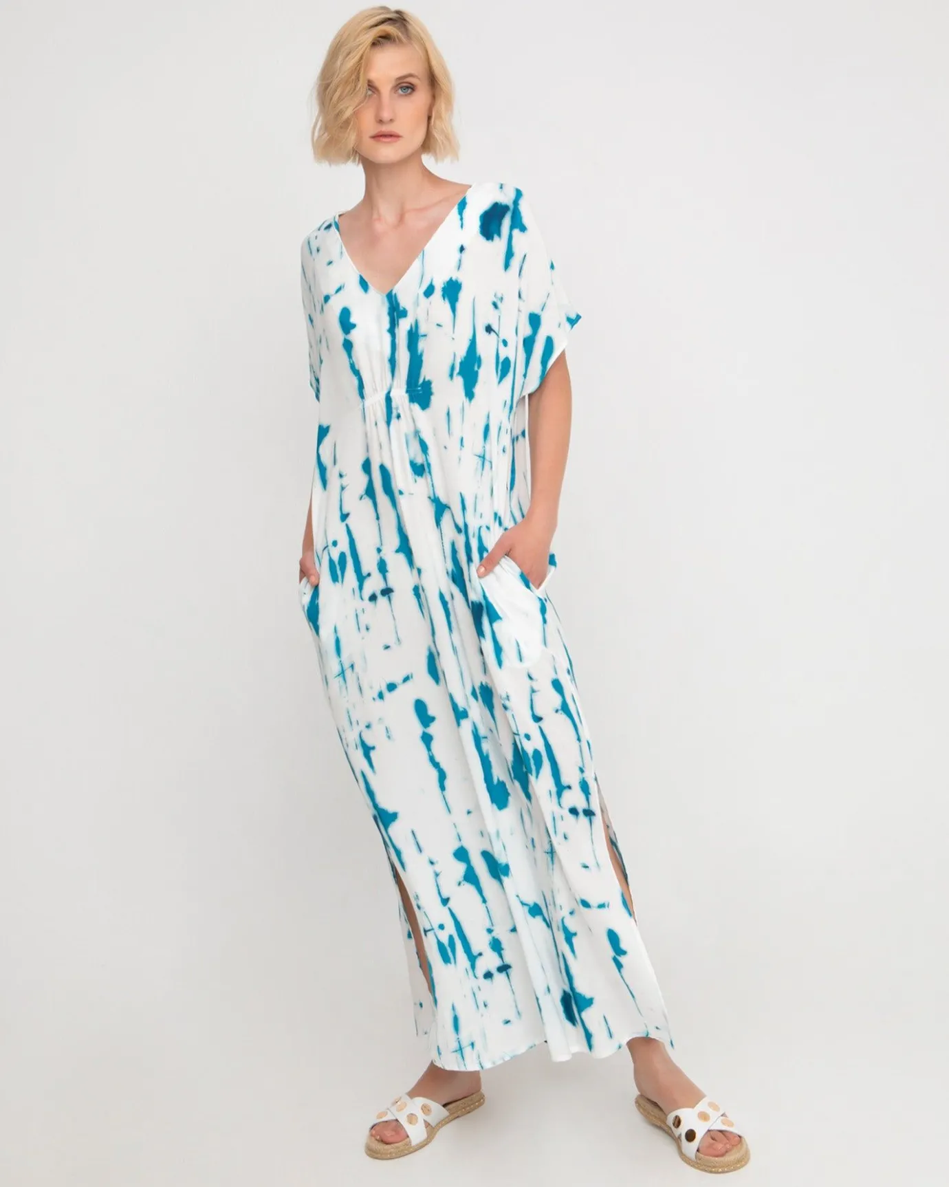 Women Alembika Dresses<Ozai N Ku Island Relaxed Maxi Dress, White/Turquoise