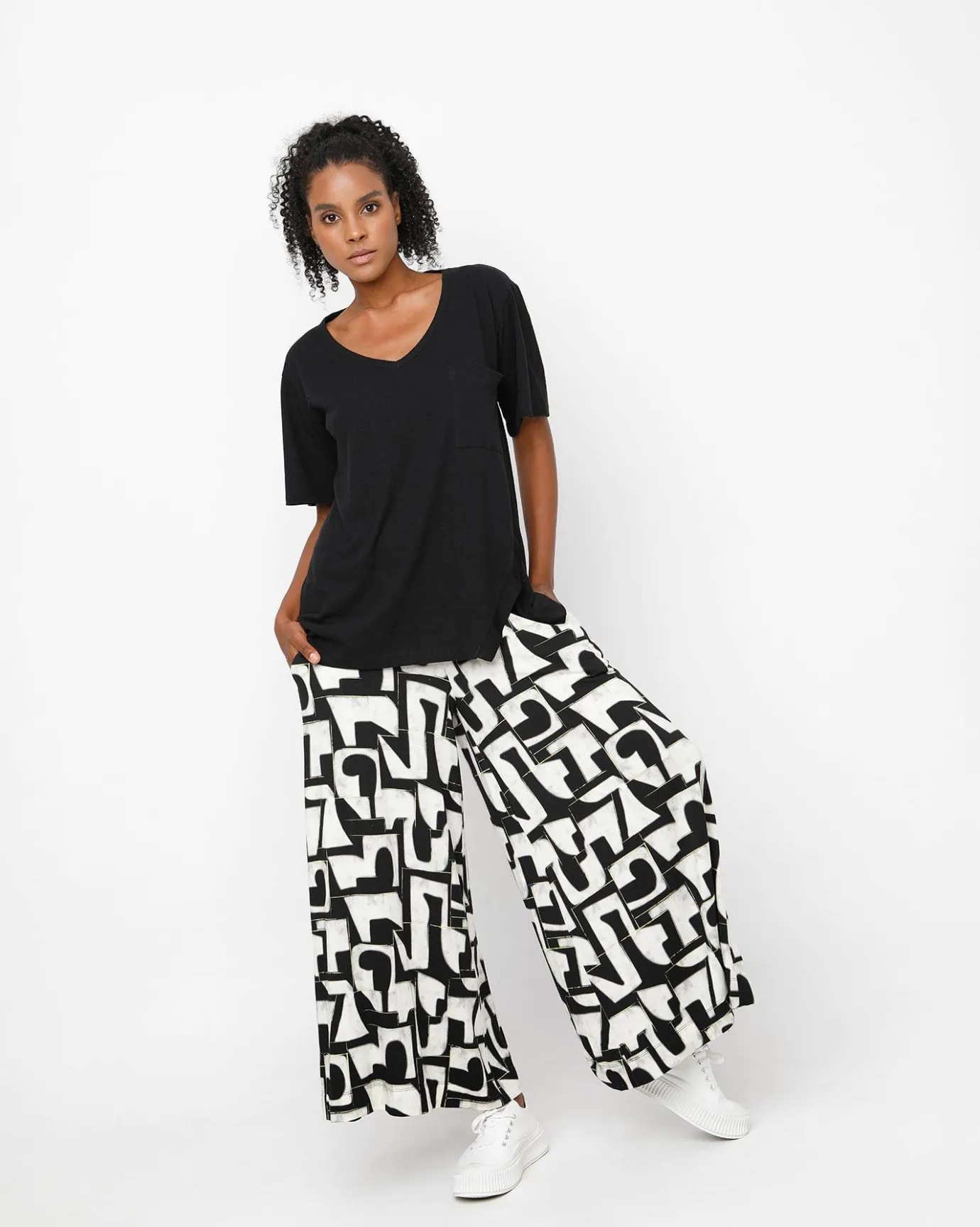 Women Alembika Pants & Skirts<Ozai N Ku Letterpress Palazzo Pants, Puzzle