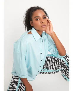 Women Alembika Tops & Tunics<Ozai N Ku Oceania Cutout Shirt, Azure