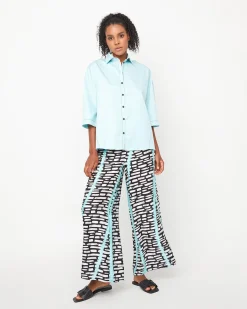 Women Alembika Tops & Tunics<Ozai N Ku Oceania Cutout Shirt, Azure