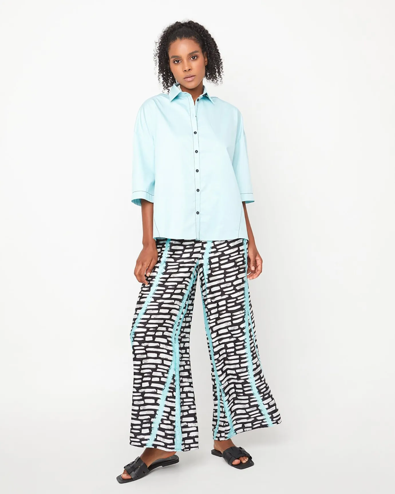 Women Alembika Tops & Tunics<Ozai N Ku Oceania Cutout Shirt, Azure