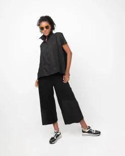Women Alembika Tops & Tunics<Ozai N Ku Pleated Boxy Shirt, Black