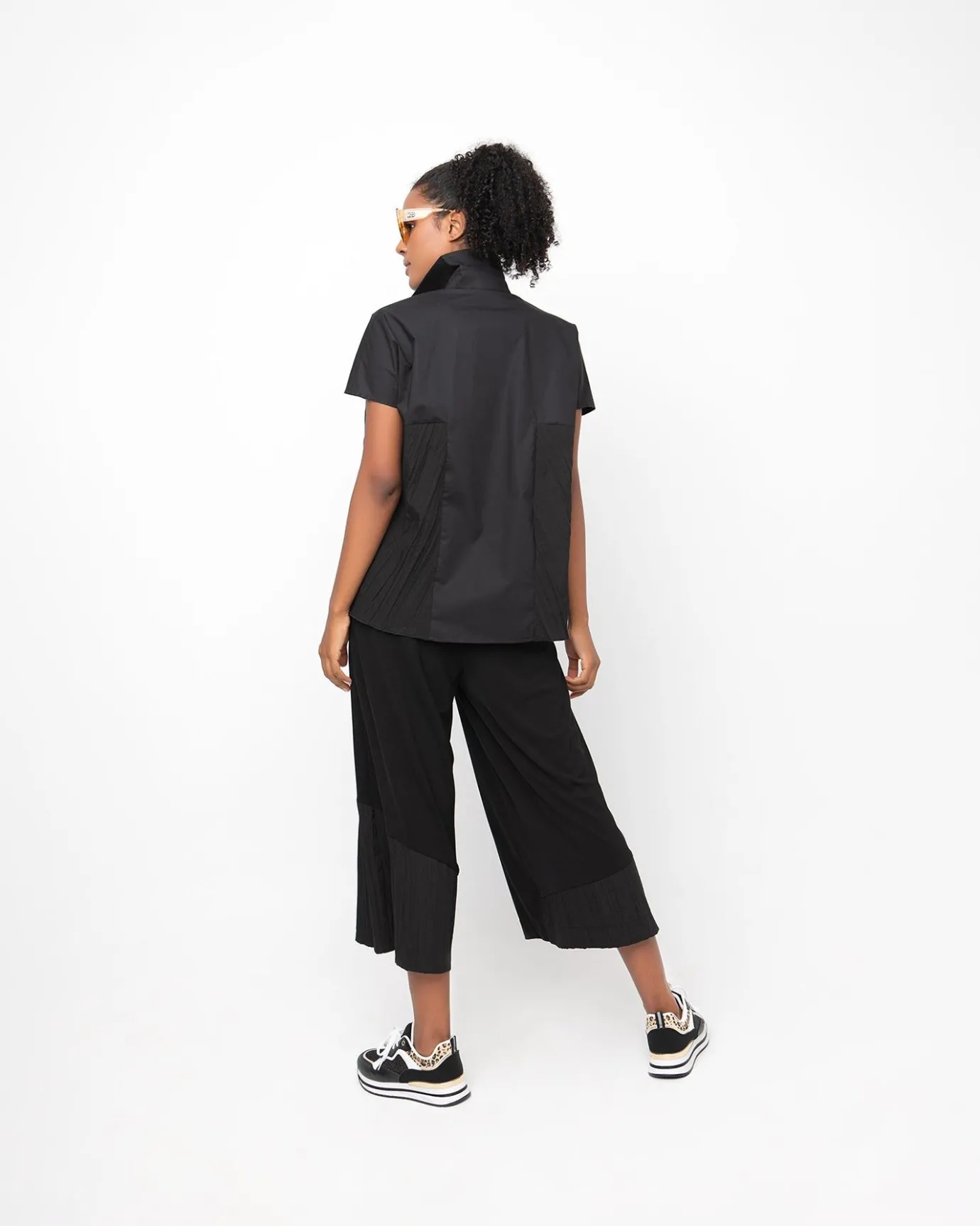 Women Alembika Tops & Tunics<Ozai N Ku Pleated Boxy Shirt, Black
