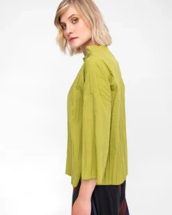 Women Alembika Tops & Tunics<Ozai N Ku Pleated Crinkle Funnel Top, Olive