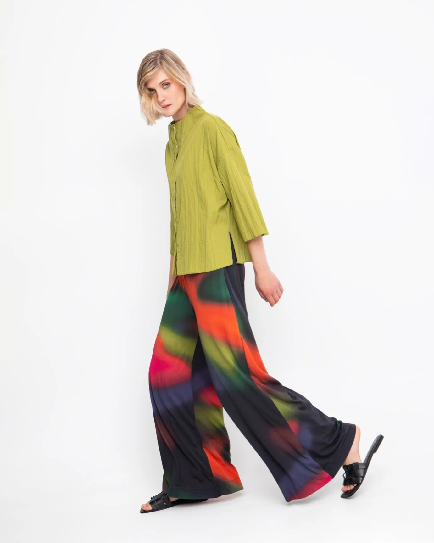 Women Alembika Tops & Tunics<Ozai N Ku Pleated Crinkle Funnel Top, Olive