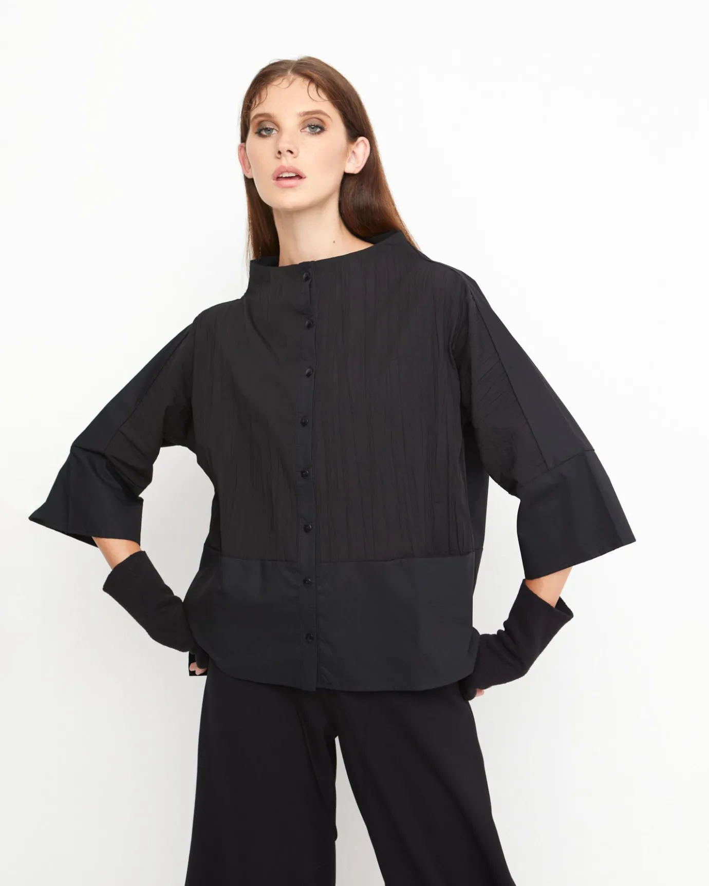 Women Alembika Tops & Tunics<Ozai N Ku Silky Boxy Shirt, Black