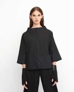 Women Alembika Tops & Tunics<Ozai N Ku Silky Boxy Shirt, Black