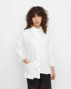 Women Alembika Tops & Tunics<Ozai N Ku Trickster Crinkle Shirt, White
